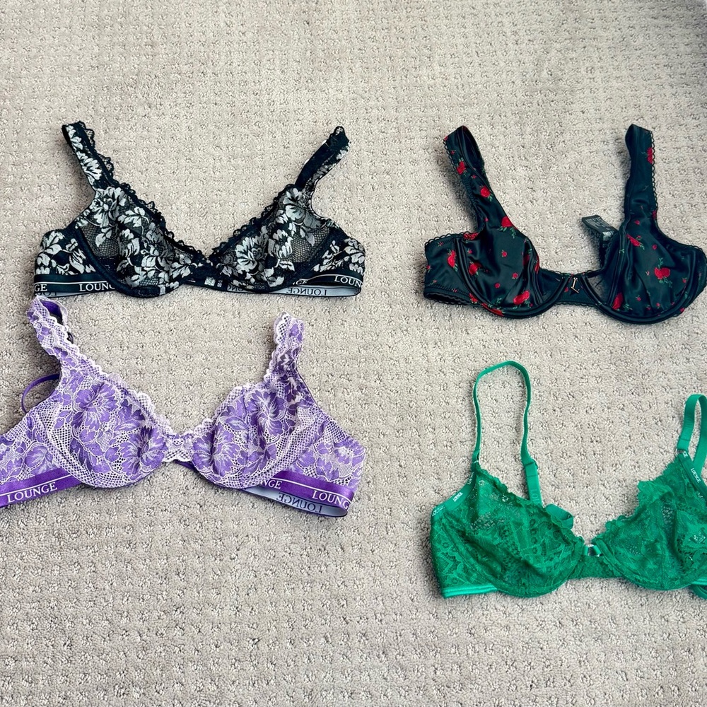 Lounge Lace Bra Set - Purple, Black, Green - Picture 2 of 3